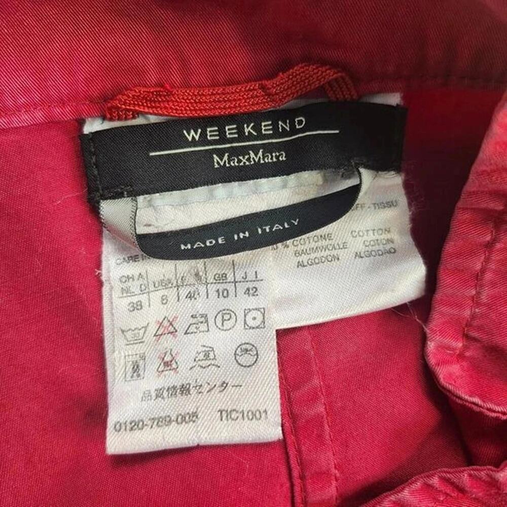 Max Mara Red Moto Jacket Size Medium Italian Made 100% Cotton - Picture 8 of 9